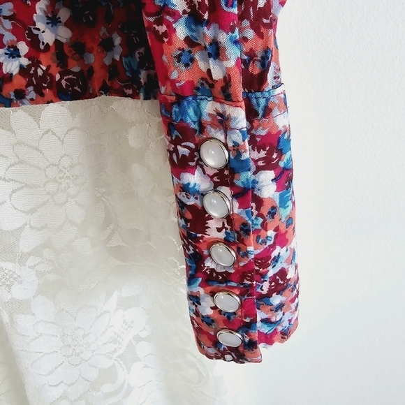 Roper Duster Crochet Ditzy Floral Print Button Up Cardigan Women's Size S - Picture 5 of 6